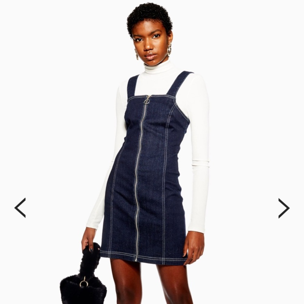NWT TOPSHOP denim stretch pinafore dress